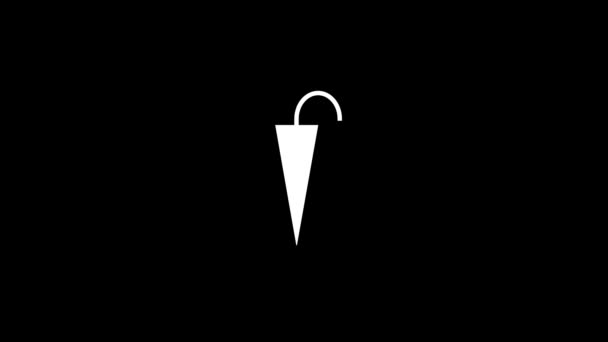 Valkoinen sateenvarjon ikoni mustalla taustalla. sadesuoja. Dynaaminen tyyli materiaalia projektin. 4K video animaatio liikkeen grafiikka ja kompostointi - Materiaali, video