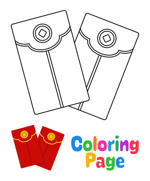 Kolorowanki z czerwoną kopertą dla dzieci - Wektor, obraz