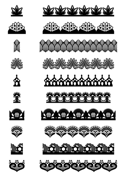 Collection of seamless laced elements. - Vector, Image