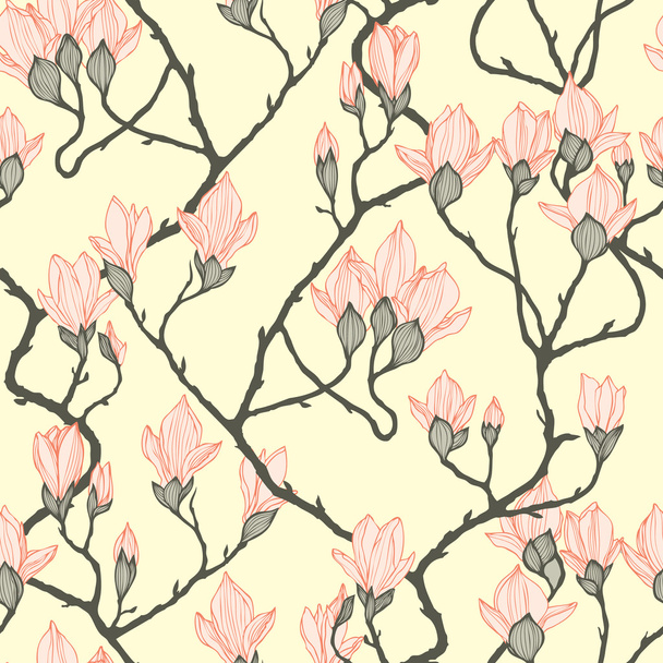 Vintage seamless pattern with apple flowers Seamless texture. - ベクター画像