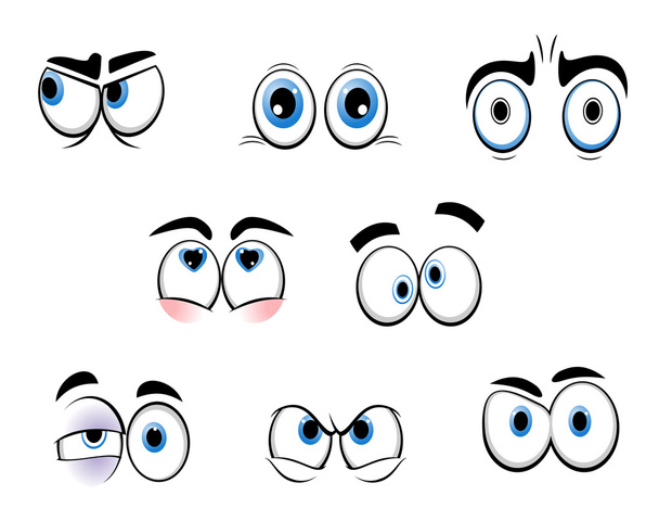 Dibujos animados ojos divertidos
 - Vector, imagen
