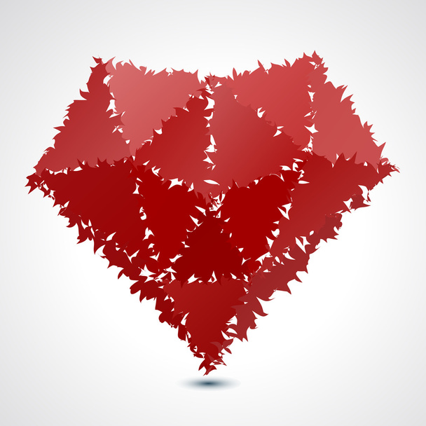 Abstract red geometric fluffy broken heart - vector illustration - Vector, afbeelding
