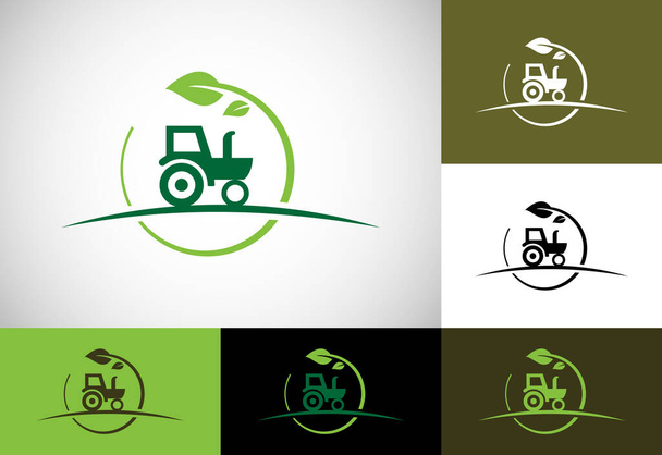 Traktör logosu ya da çiftlik logosu şablonu tarım endüstrisiyle ilgili her iş için uygundur.. - Vektör, Görsel