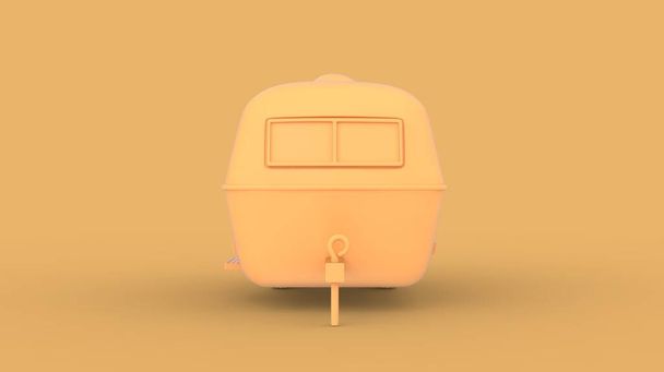 Gelbe solide Wohnmobil alten Oldtimer-Anhänger 3D-Modell isoliert auf dem Hintergrund rechts Seite Kameraansicht - Foto, Bild