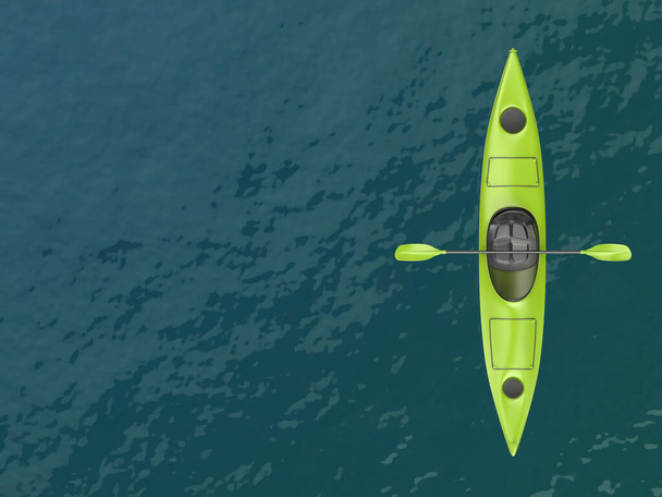 Üres zöld kajak a vízen, felülnézetből - Fotó, kép