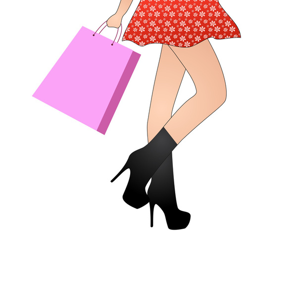 Chica de compras
 - Vector, imagen