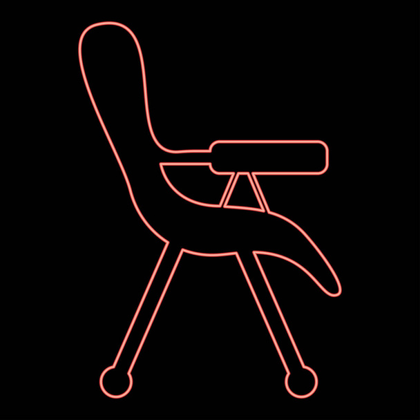 Неоновая кормление стул красный цвет вектор иллюстрация изображения плоский стиль света - Вектор,изображение