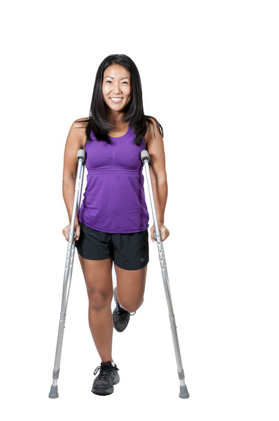Asian Woman on Crutches - Zdjęcie, obraz
