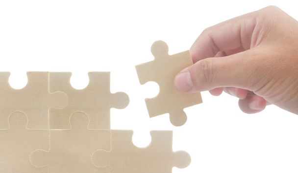 Connecting jigsaw puzzle. Business solutions success and strategy concept - Photo, Image