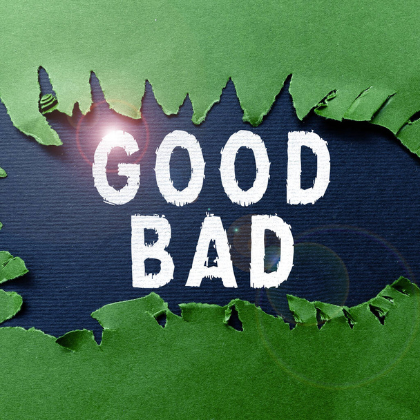 Почерк текста Good Bad, бизнес-идея, кажется, будет иметь хороший или плохой результат Выбор жизни - Фото, изображение
