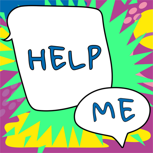 Правообладатель иллюстрации Help Me, Word for Assist Someone to Assistance You Scripting for it and work Volunteer - Фото, изображение
