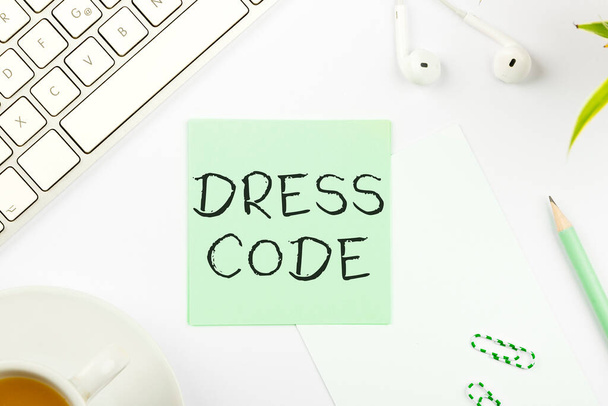 Légende du texte présentant Dress Code, Business présente une façon acceptée de s'habiller pour une occasion ou un groupe particulier - Photo, image