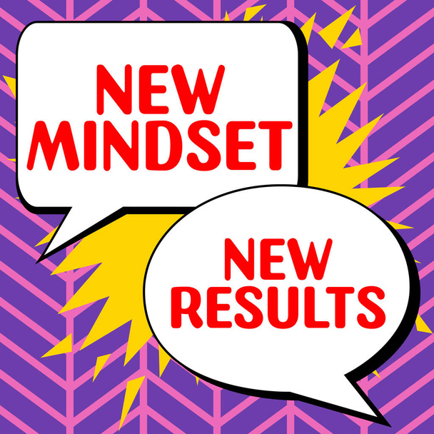 Teksten weergeven Nieuwe mindset Nieuwe resultaten, Business idee Open voor kansen No Limits Denk groter - Foto, afbeelding