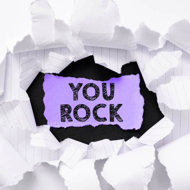 Написання тексту You Rock, бізнес-ідея сленг фраза похвали або заохочення, що передає вам дивовижні
 - Фото, зображення