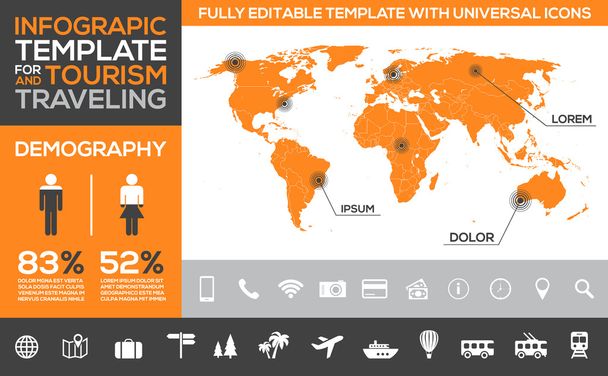 Infographic template for tourism, traveling and holiday transport - Vektor, kép