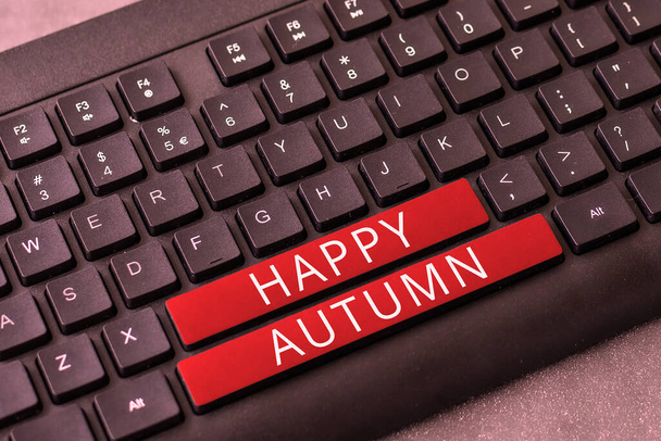 Écriture d'un texte Happy Autumn, Business idea Annual Special Milestone Commémoration - Photo, image