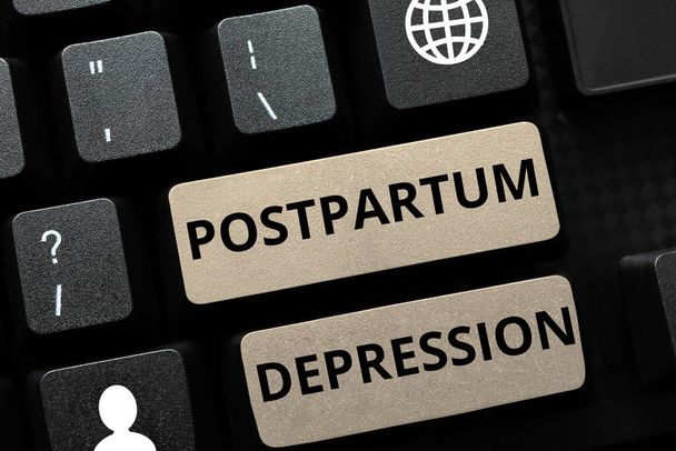 Концептуальний підпис післяпологова депресія, бізнес-підхід розлад настрою, що включає інтенсивну депресію після пологів
 - Фото, зображення