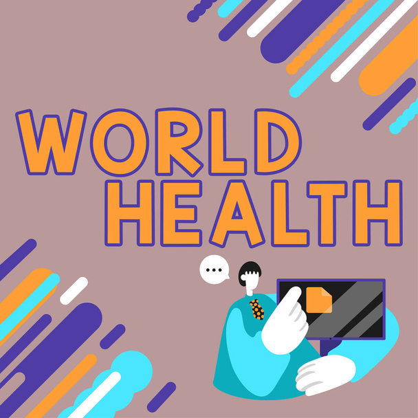 Signe d'écriture World Health, Business overview Journée mondiale d'action dédiée à la lutte contre la faim dans le monde - Photo, image