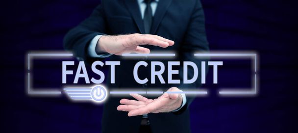 Szöveg megjelenítése Fast Credit, Word for Apply for a fast personal loan that allows you skip the hassles - Fotó, kép