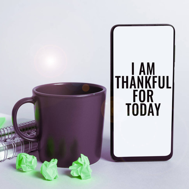 Напис з текстом, що представляє Я є вдячний Сьогодні, Концепція Бізнесу Вдячна за життя ще раз Філософія - Фото, зображення