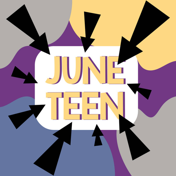 Text sign showing June Teen, Word for legal holiday in the United States of the end of slavery in the U.S - Photo, Image