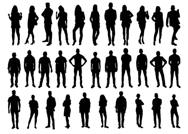 silhouet van groepen mensen - Vector, afbeelding