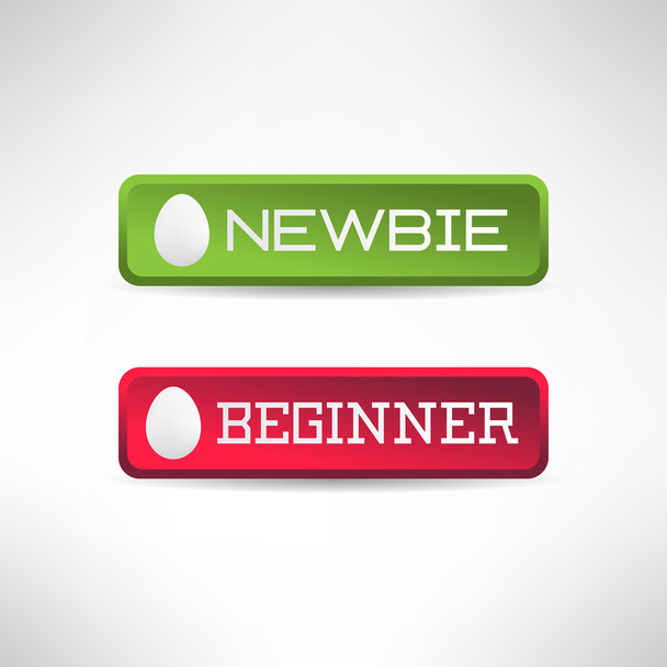 Simple newbie button with egg icon on it. Vector - Vector, Image