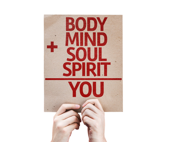 Body plus Mind plus Soul plus Spirit equal You card - Photo, Image