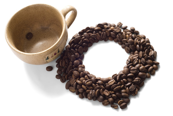 barna csésze kávé babbal - Fotó, kép