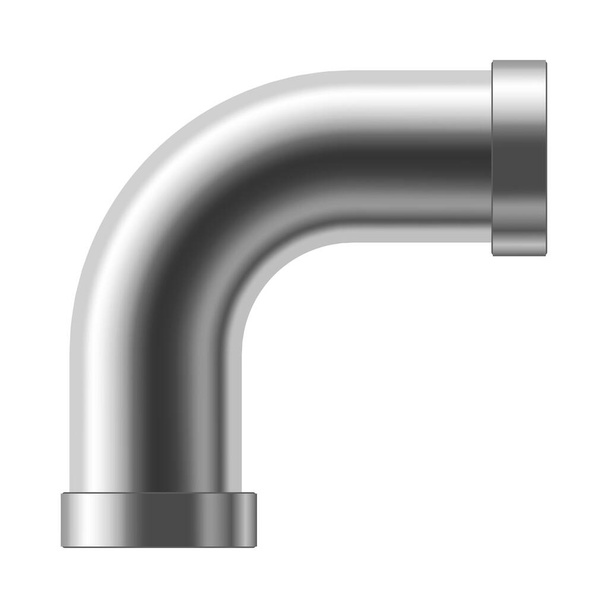 Tuyaux industriels composition réaliste avec image isolée de la pièce de tuyau en acier argenté sur fond blanc illustration vectorielle - Vecteur, image