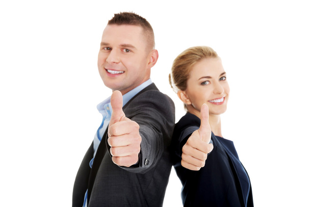 Business couple showing thumbs up - Fotoğraf, Görsel