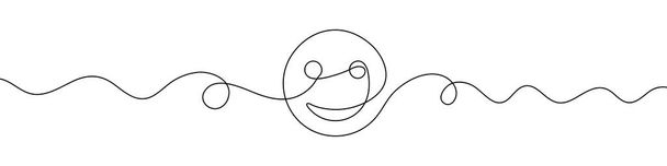 Lachen in continue lijn tekening stijl. Lijnkunst van het glimlachen icoon. Vector illustratie. Lachen wordt getrokken met één lijn - Vector, afbeelding