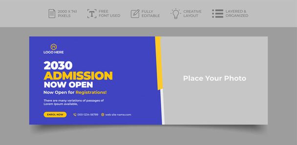 School admission timeline cover layout and web banner template - Vector, Image