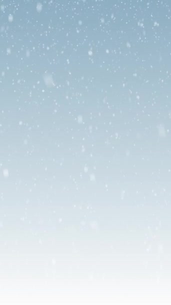 Цикл анимированный Рождественский фон падения снега на светло-голубом фоне в вертикальном формате композиции - Кадры, видео