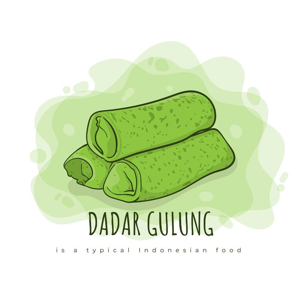 Το κέικ Dadar gulung είναι ένα κέικ από κασάβα που μπορεί να βρεθεί στην Ινδονησία - Διάνυσμα, εικόνα