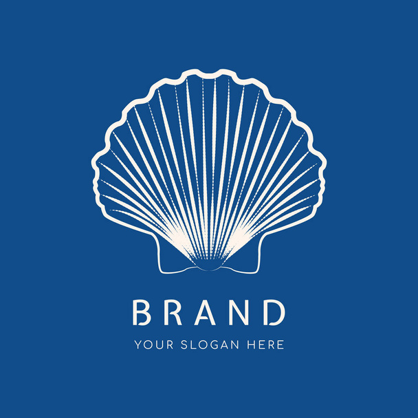 Seashell logo suunnittelu malli. Kampasimpukan kuori. Vektoriesimerkki - Vektori, kuva
