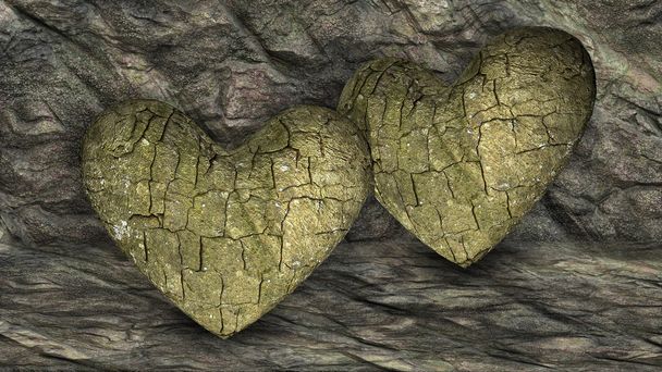 Dos rocas en forma de corazón sobre un fondo con rocas
 - Foto, imagen