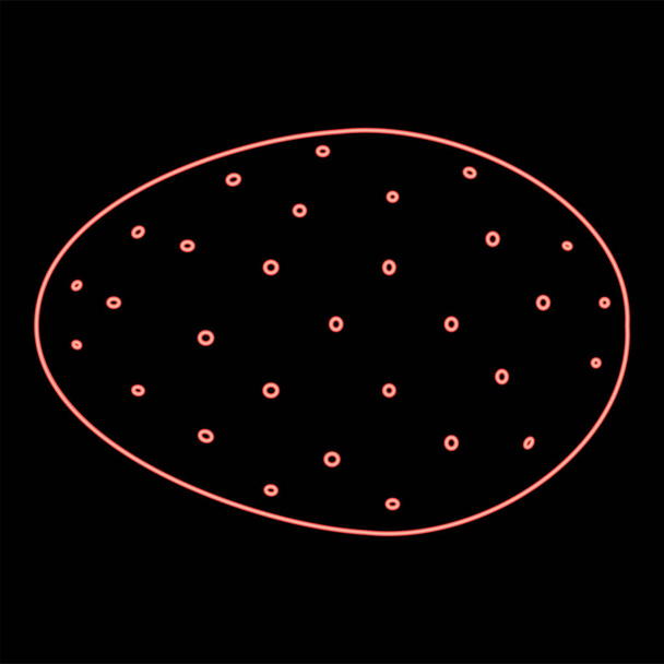 Neón papa vegetal icono negro color vector ilustración plano estilo simple imagen rojo color vector ilustración imagen plano estilo luz - Vector, Imagen