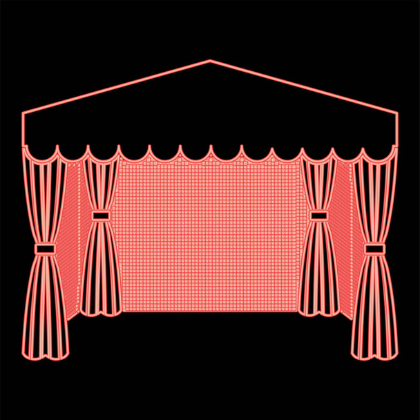 Neon pavilon vásárlás Üzleti sátor Marquee reklám ikon fekete színű vektor illusztráció lapos stílus egyszerű kép piros szín vektor illusztráció kép lapos stílus fény - Vektor, kép