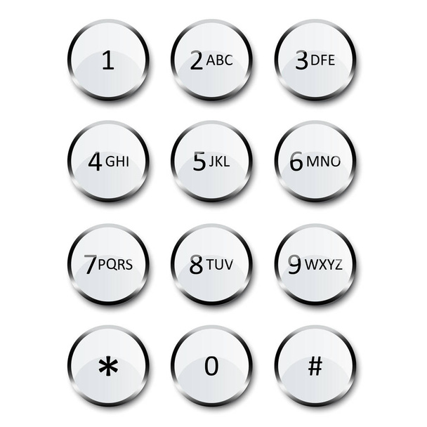 Phone keyboard silver. Vector illustration. Stock image. EPS 10. - Vector, Image
