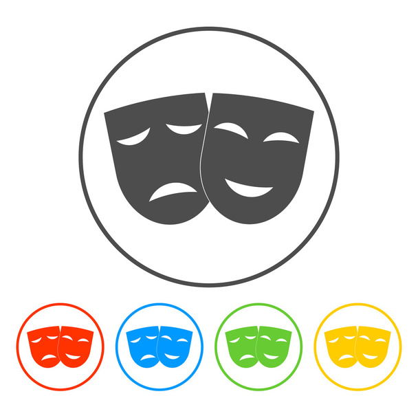 Theater icon with happy and sad masks. - Vector, Image