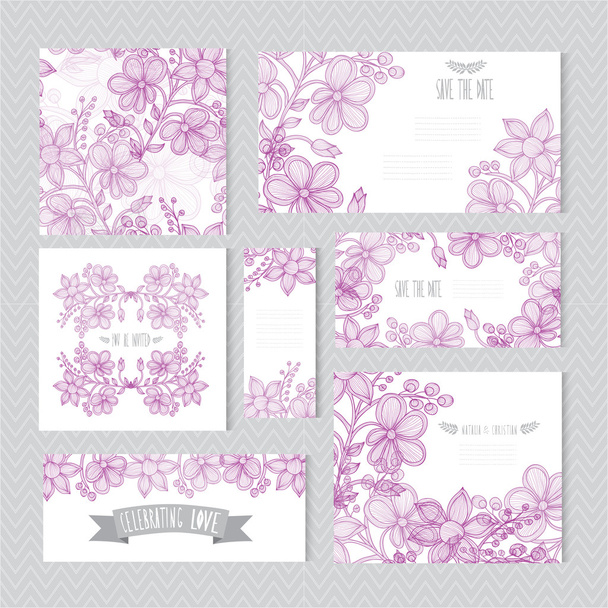Conjunto de tarjetas florales
 - Vector, imagen