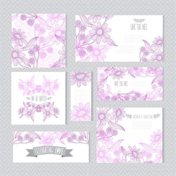 Set de cartes florales
 - Vecteur, image
