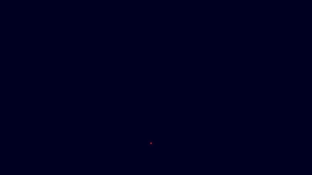 Línea de neón brillante Icono de hacha medieval aislado sobre fondo azul. Animación gráfica de vídeo 4K. - Imágenes, Vídeo