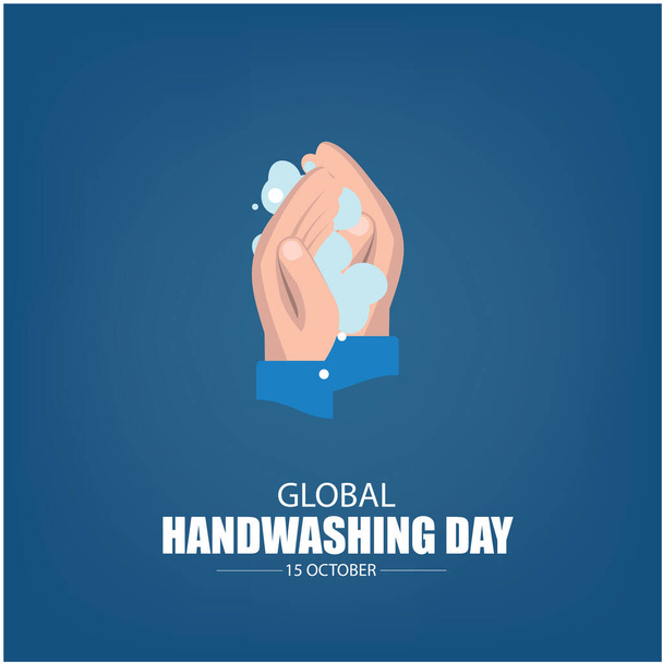 Ilustração vetorial Dia Mundial da Lavagem das Mãos. Design simples e elegante - Vetor, Imagem