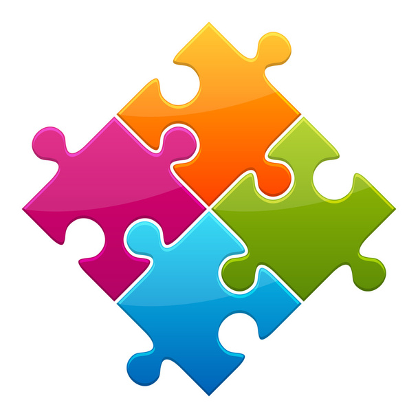 Colorful shiny puzzle vector illustration - Vector, Image