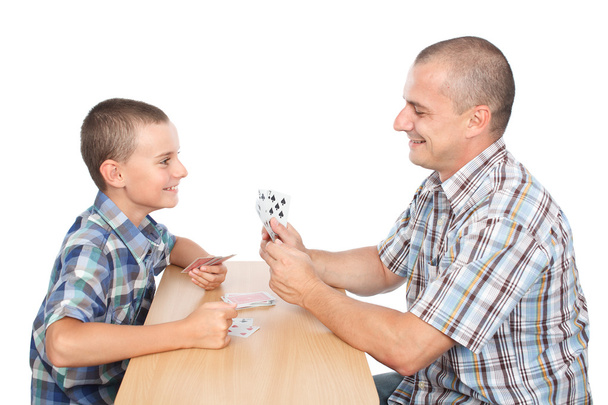 Father and son playing cards - Foto, Bild