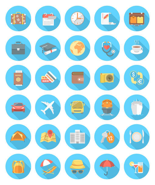 Modern Flat Traveling Icons - Vector, Image
