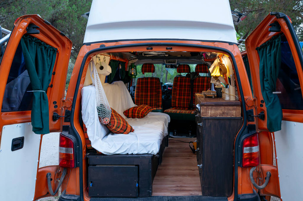 The interior of the recreational camper van. Van life concept. - Photo, Image