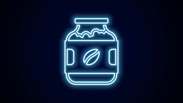 Linea neon incandescente icona bottiglia vaso di caffè isolato su sfondo nero. Animazione grafica 4K Video motion. - Filmati, video